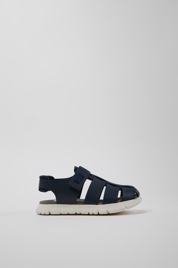 Oruga Blue Leather and Textile Sandals for Kids.