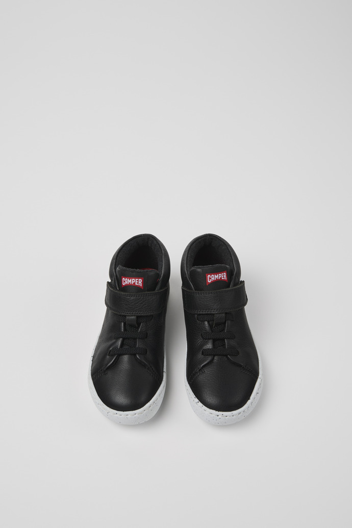 Peu Touring Black leather ankle boots for kids