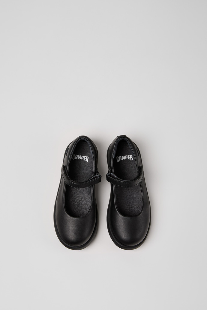 Duet Black Leather Ballerinas for Kids.