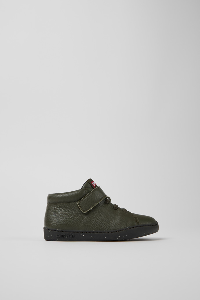 Peu Touring Green leather ankle boots for kids