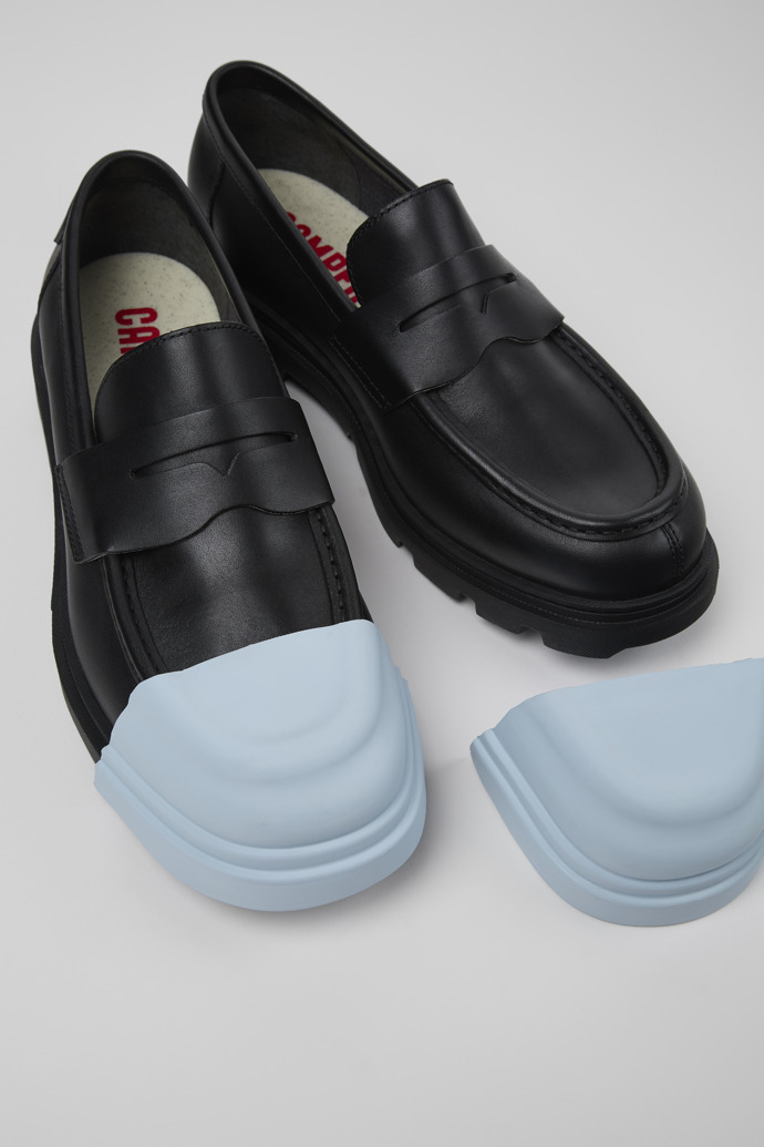 Junction Black leather loafers for women