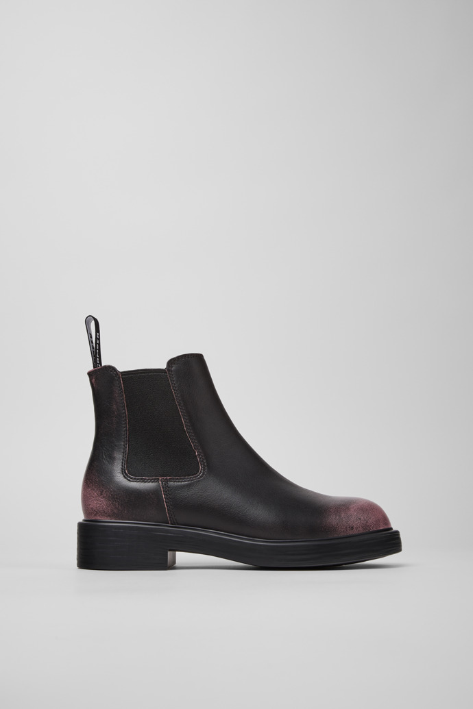 Dean Black and Pink Leather Ankle Boots for Women.