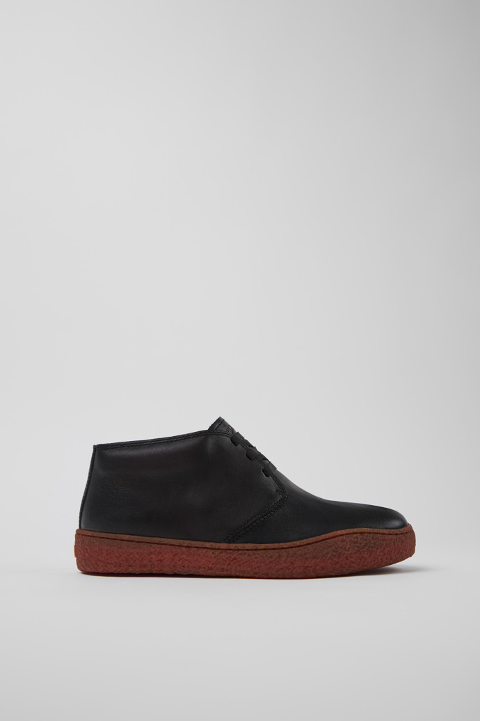 Peu Terreno Black Leather Ankle Boots for Men.
