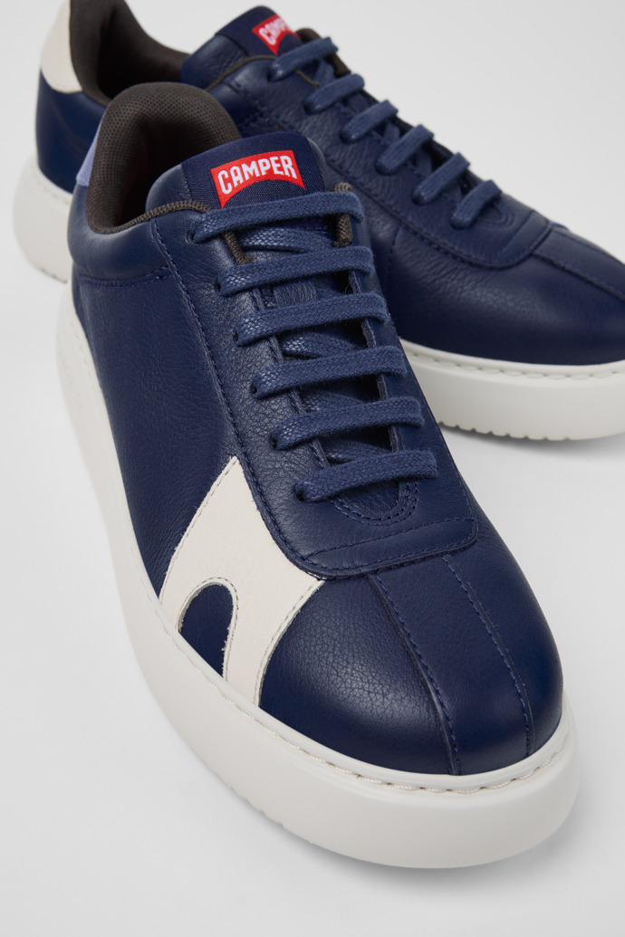 Twins Blue and White Leather Sneakers for Women.