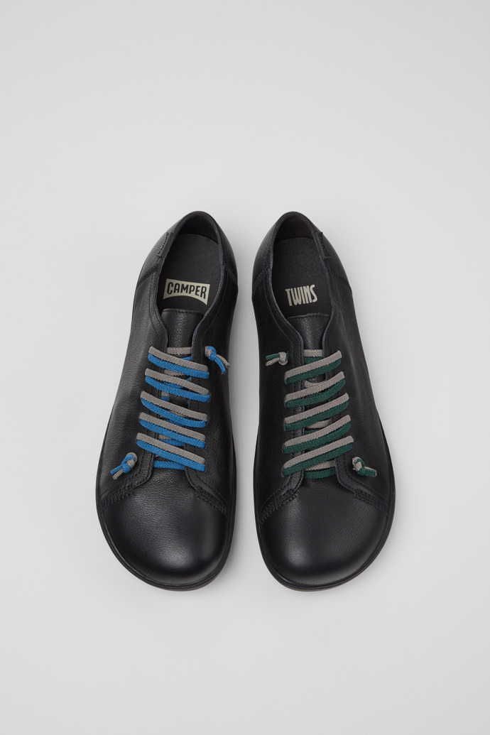 Twins Black Leather Shoes for Men.