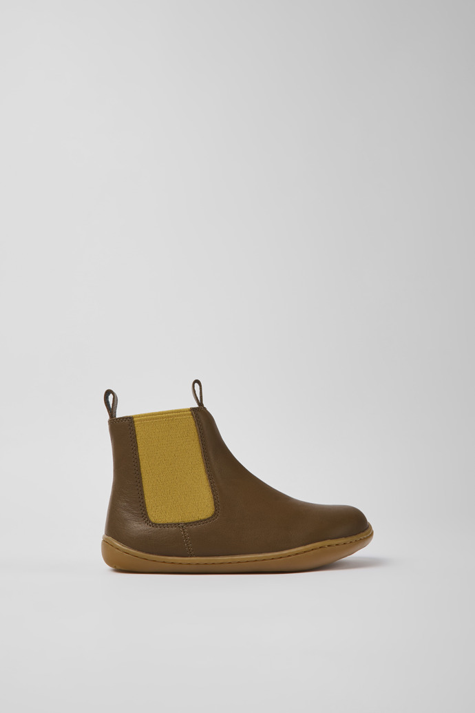 Peu Brown leather ankle boots for kids