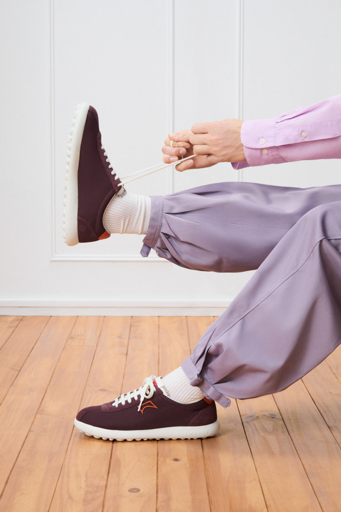 Pelotas XLF Burgundy Textile and Nubuck Sneakers for Men.