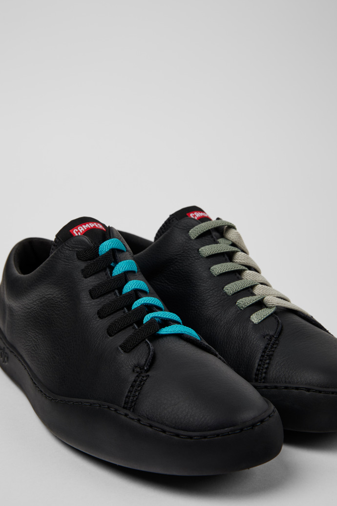 Twins Black Leather Sneakers for Men.