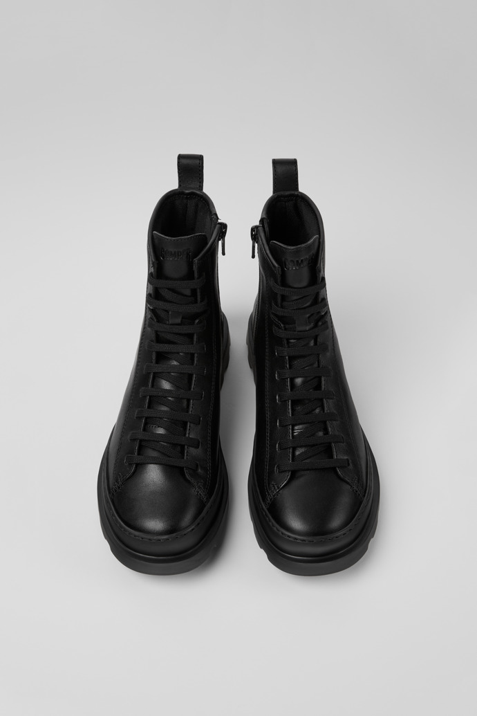Brutus Black Leather Mid Boots for Women.