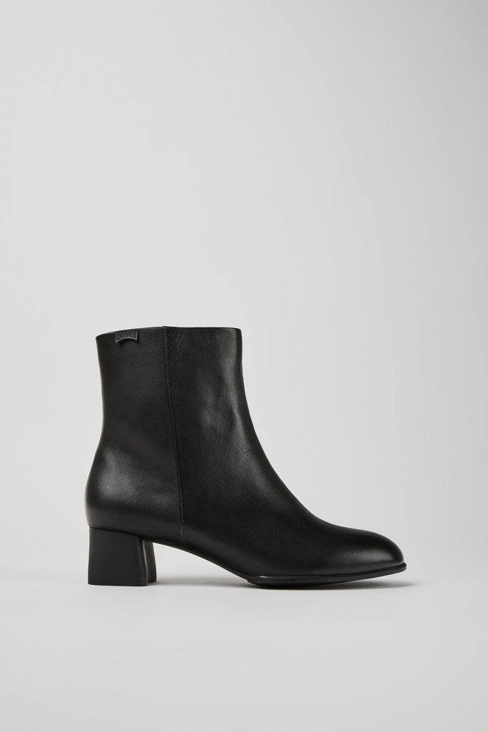 Katie Black Leather Mid Boots for Women.