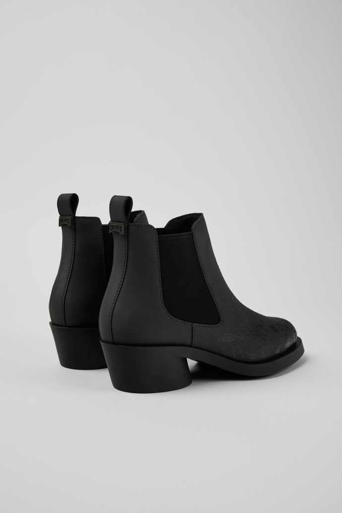Bonnie Gray and black leather ankle boots for women
