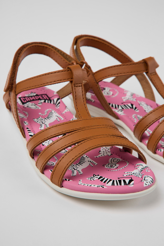 Twins Brown leather sandals for kids