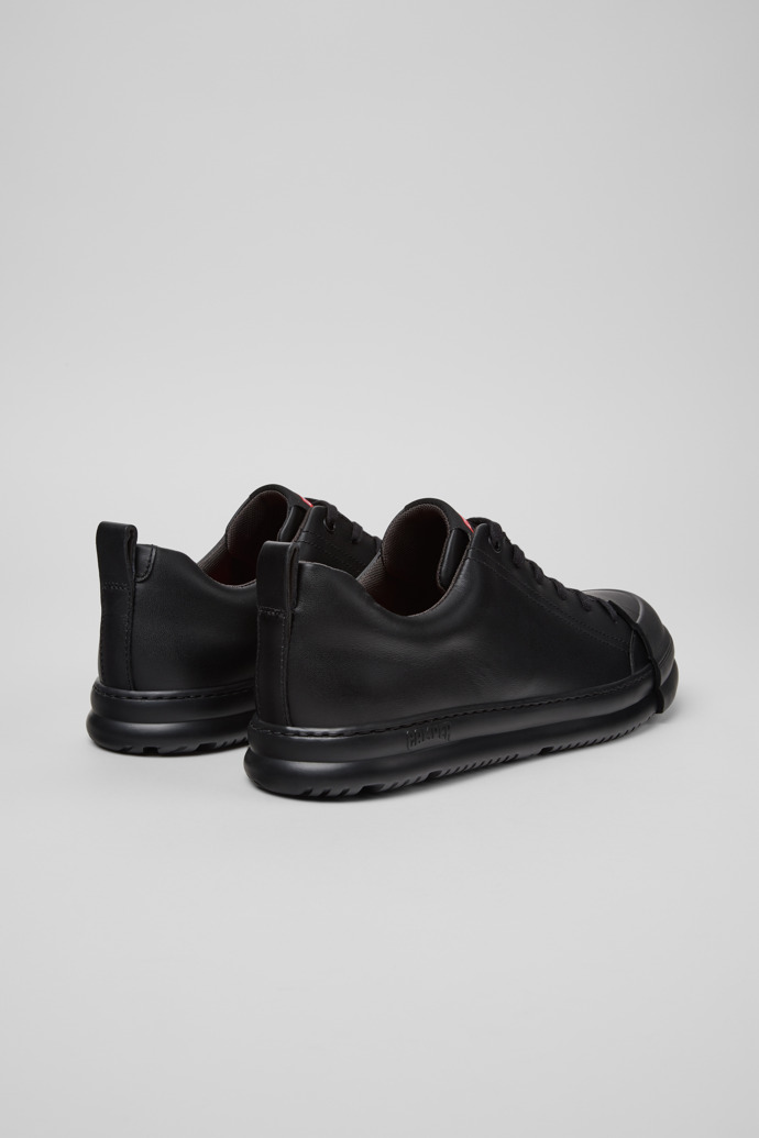 Junction Runner Black Leather Sneakers for Men.