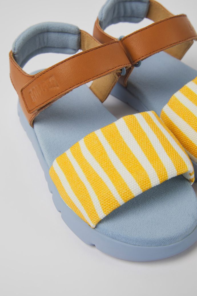Oruga Multicolored textile and leather sandals for kids