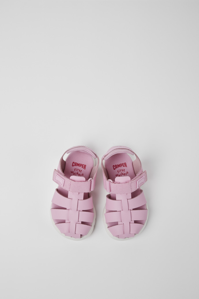 Oruga Pink leather and textile sandals
