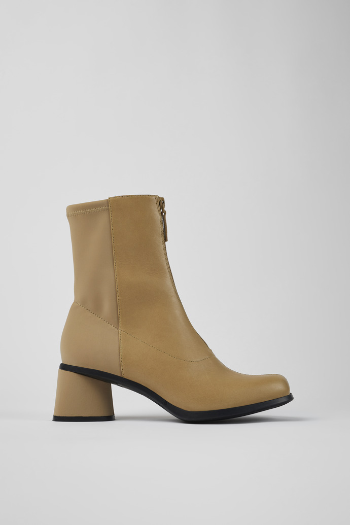 Kiara Beige leather and recycled PET boots for women