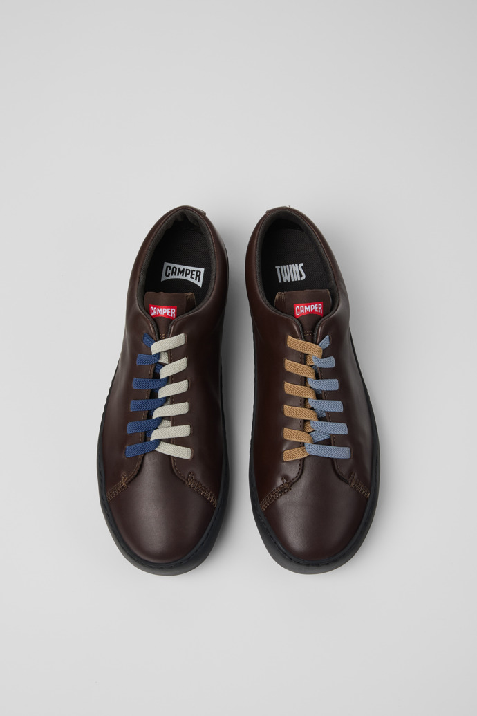 Twins Brown Leather Sneakers for Men.