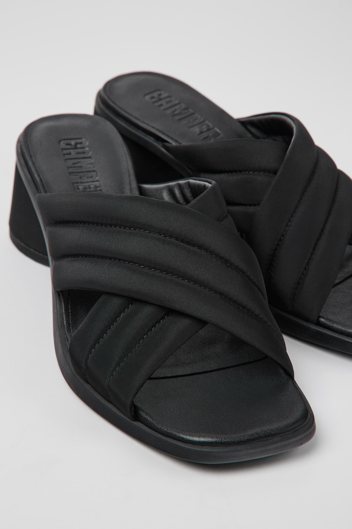 Kiara Black Textile Cross-strap Sandal for Women