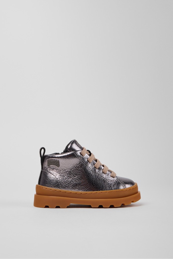 Brutus Silver Leather Ankle Boots for Kids.
