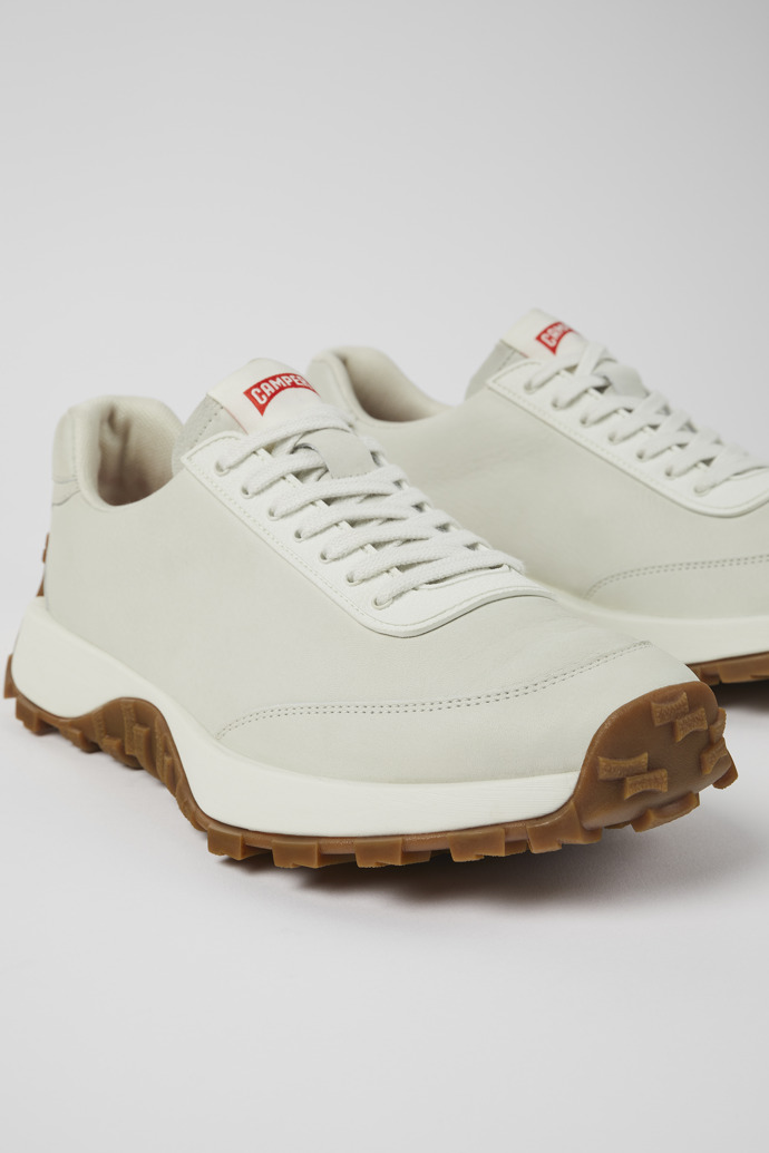 Drift Trail White Leather Sneakers for Men.