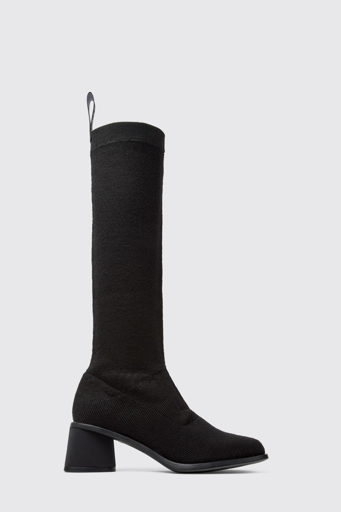 Kiara TENCEL® Black textile high-boot for women