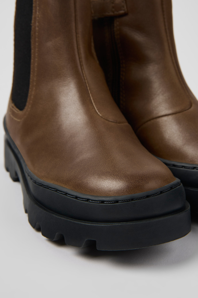 Brutus Brown leather Chelsea boots for kids