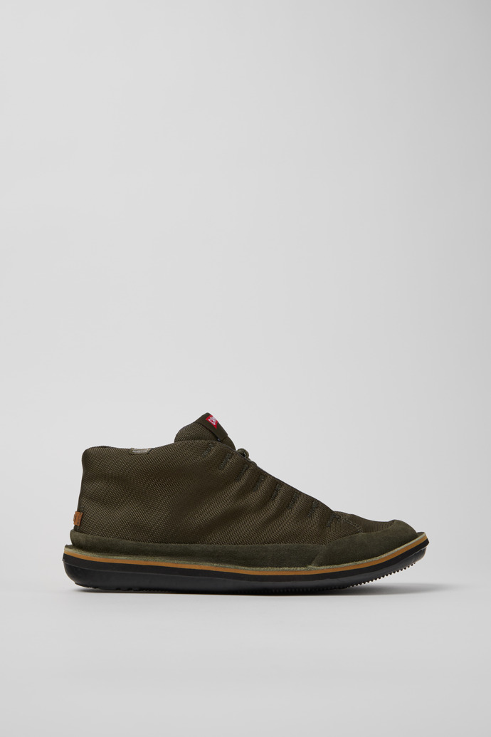 Beetle Green Textile and Nubuck Ankle Boots for Men.