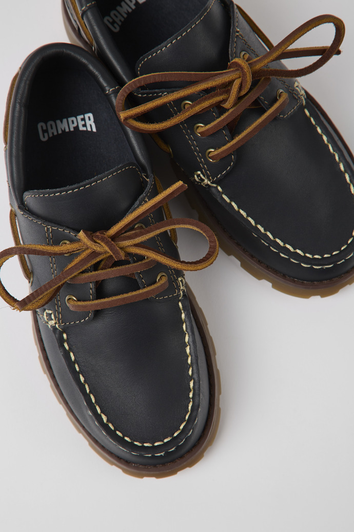 Compas Blue Leather Nautical Shoes for Kids.