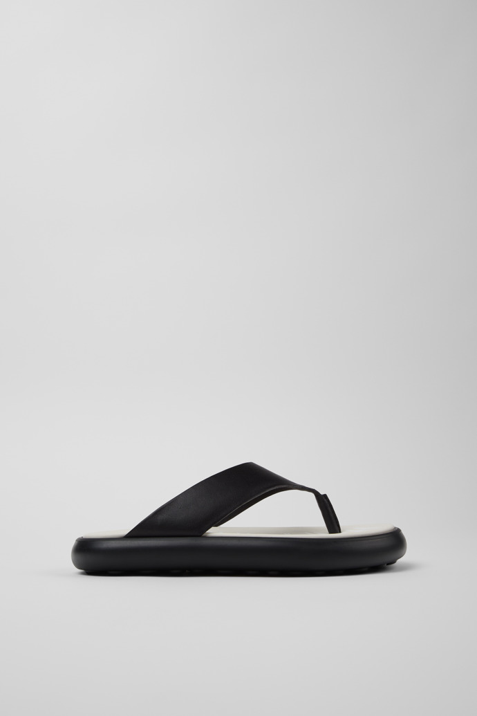 Twins Black Leather Sandals for Women.