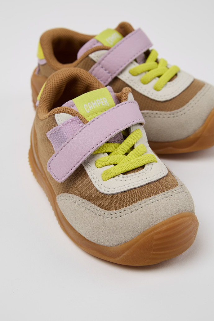 Dadda Brown textile and leather sneakers for kids