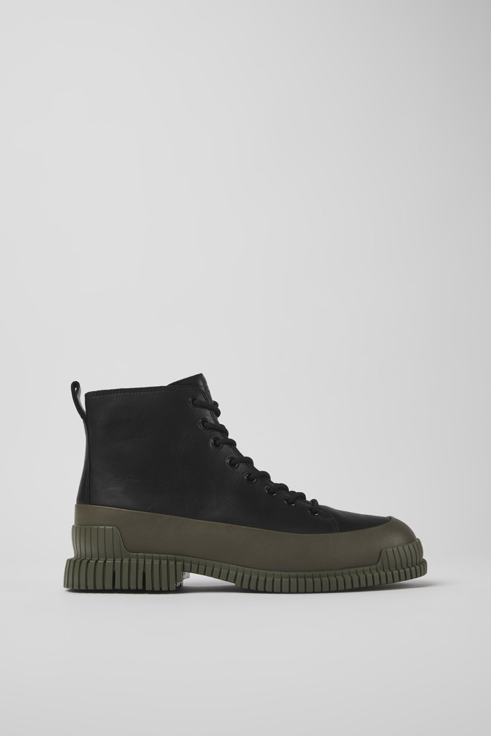 Pix Black and green leather ankle boots for men