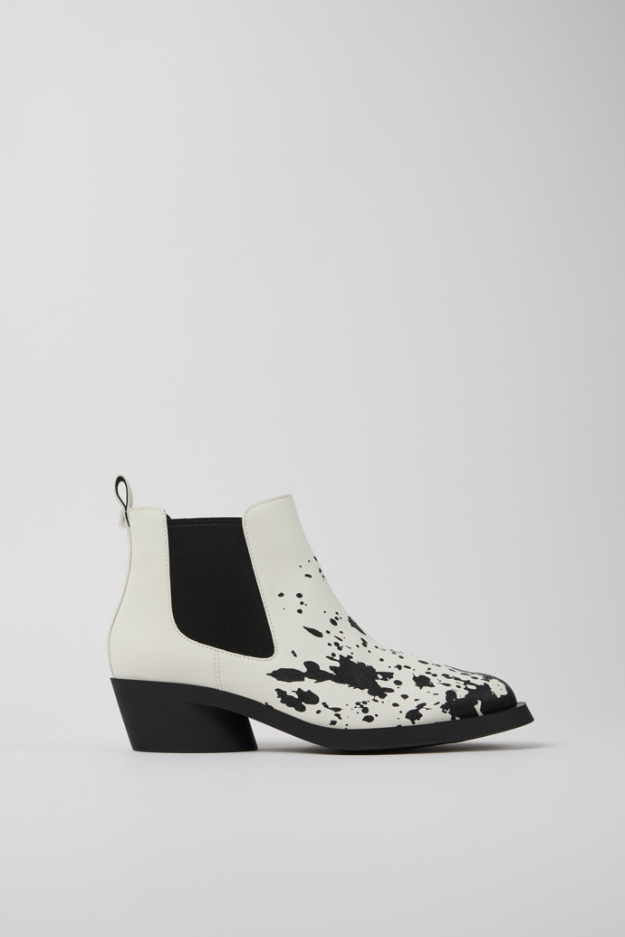 Bonnie White and black leather ankle boots for women