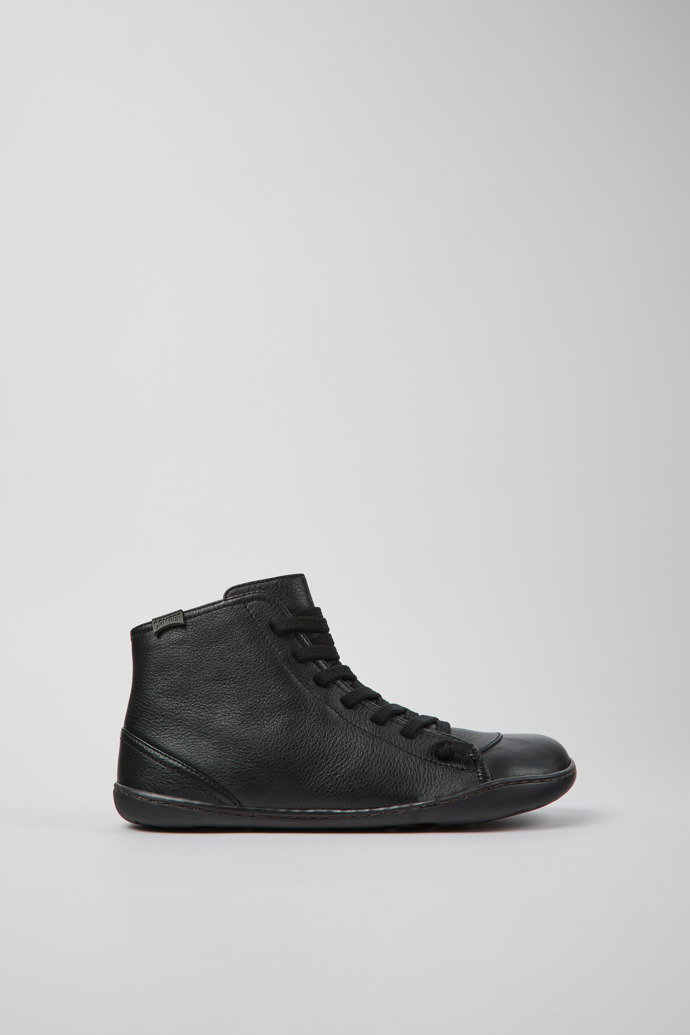 Peu Black Leather Mid Boots for Women.