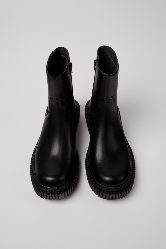 Pix Berlin Black Leather Mid Boots for Men.