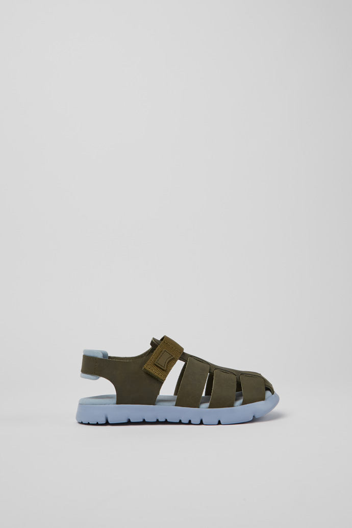 Oruga Green leather sandals for kids