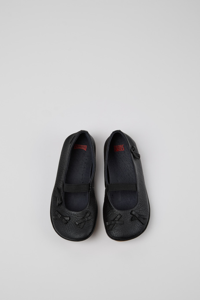 Twins Black Leather Ballerinas for Kids.