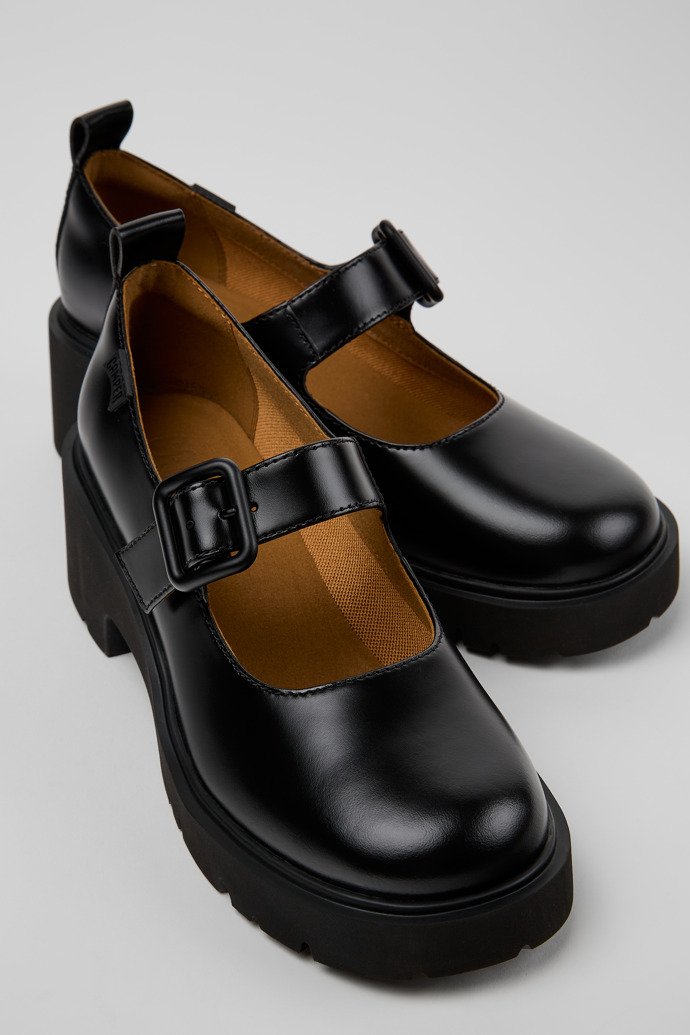 Milah Black Leather Shoes for Women.