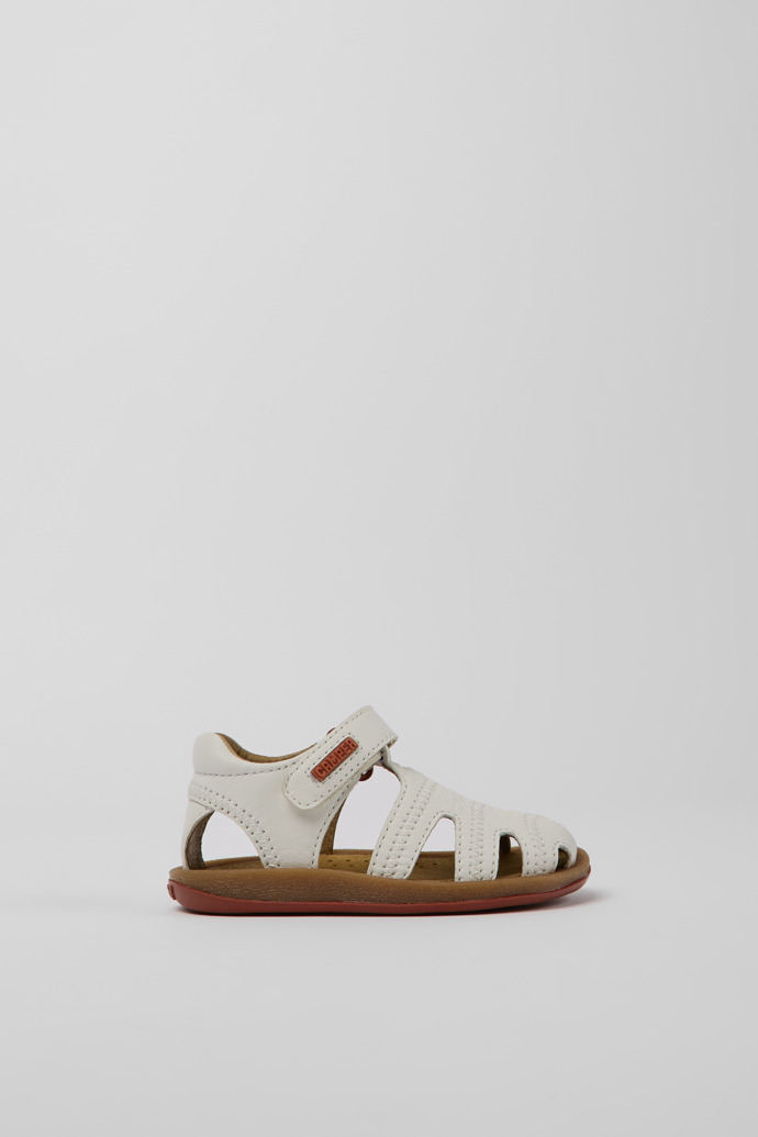 Bicho White leather sandals for kids