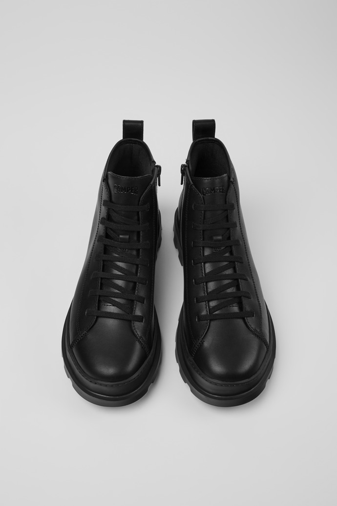 Brutus Black leather ankle boots for men