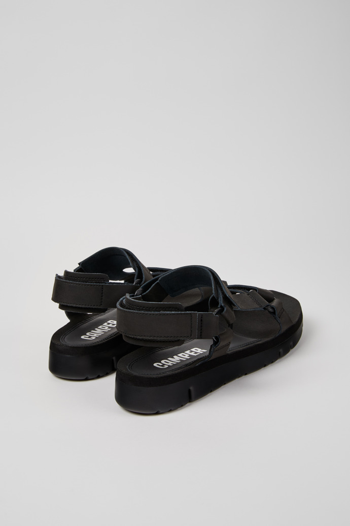 Oruga Black leather sandals for men