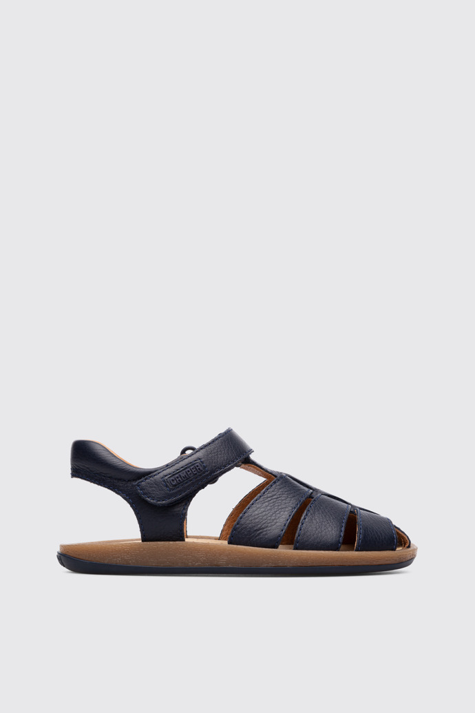 Bicho Closed navy T-strap sandal for kids