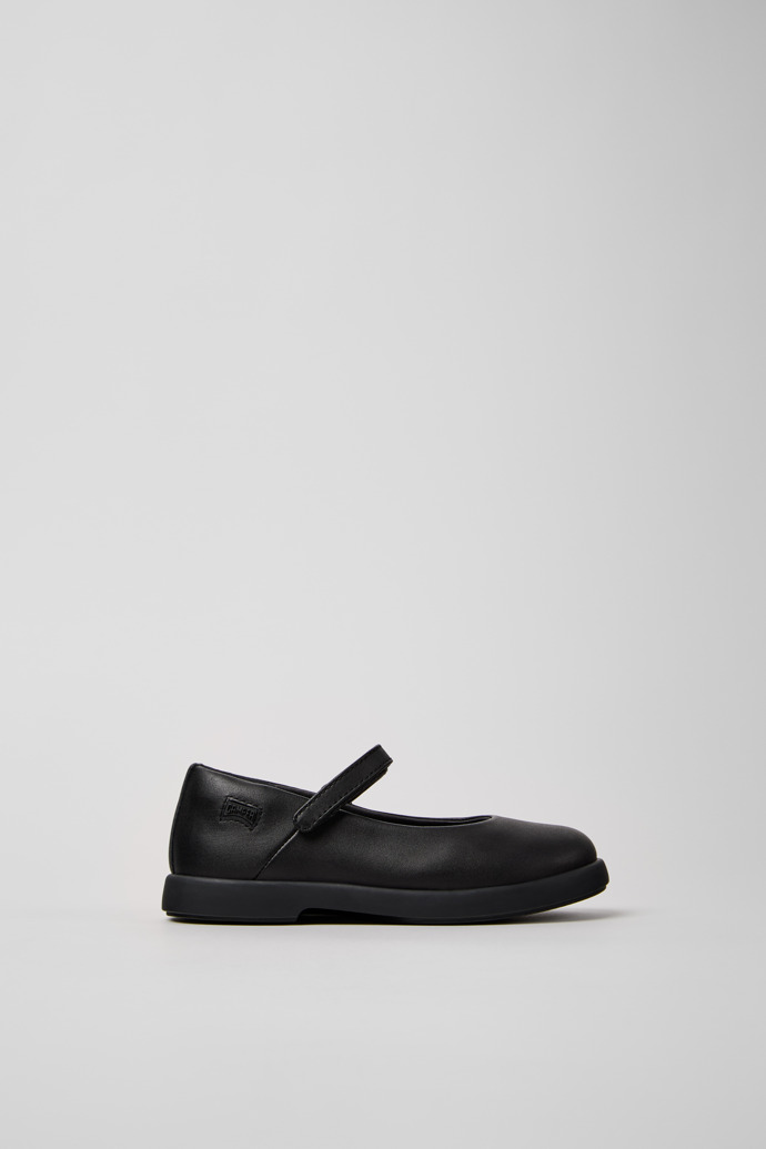 Duet Black Leather Ballerinas for Kids.