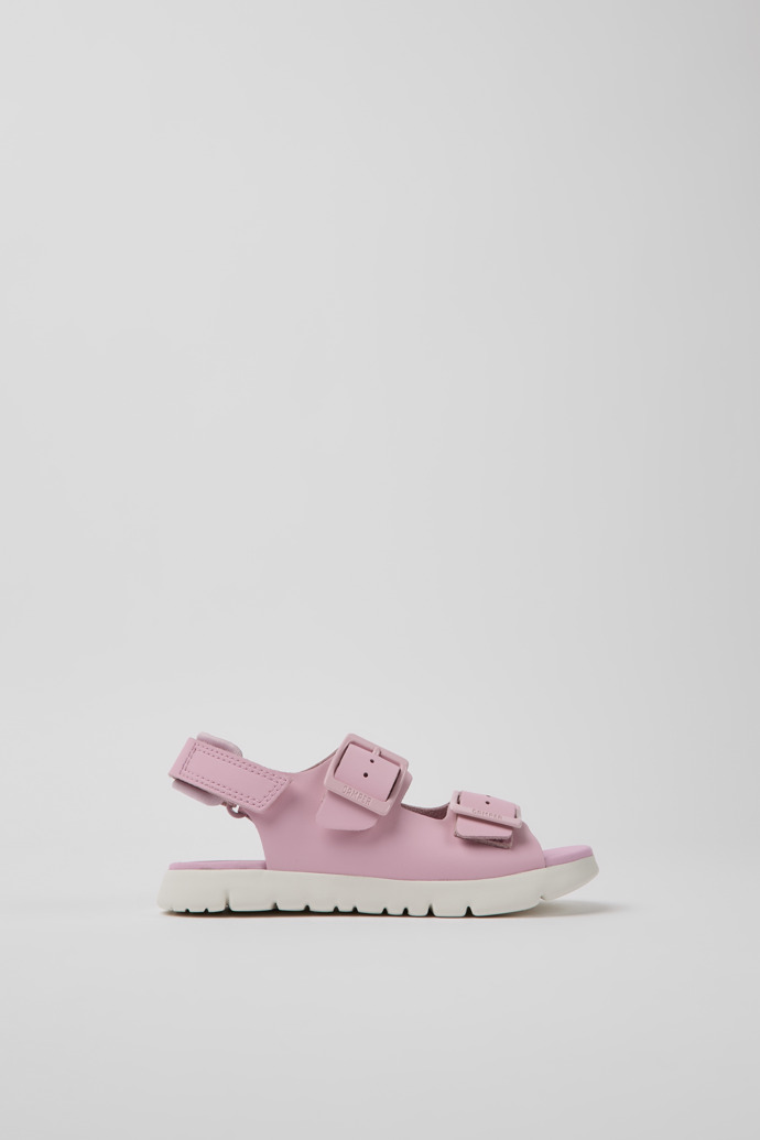 Oruga Pink leather sandals for kids