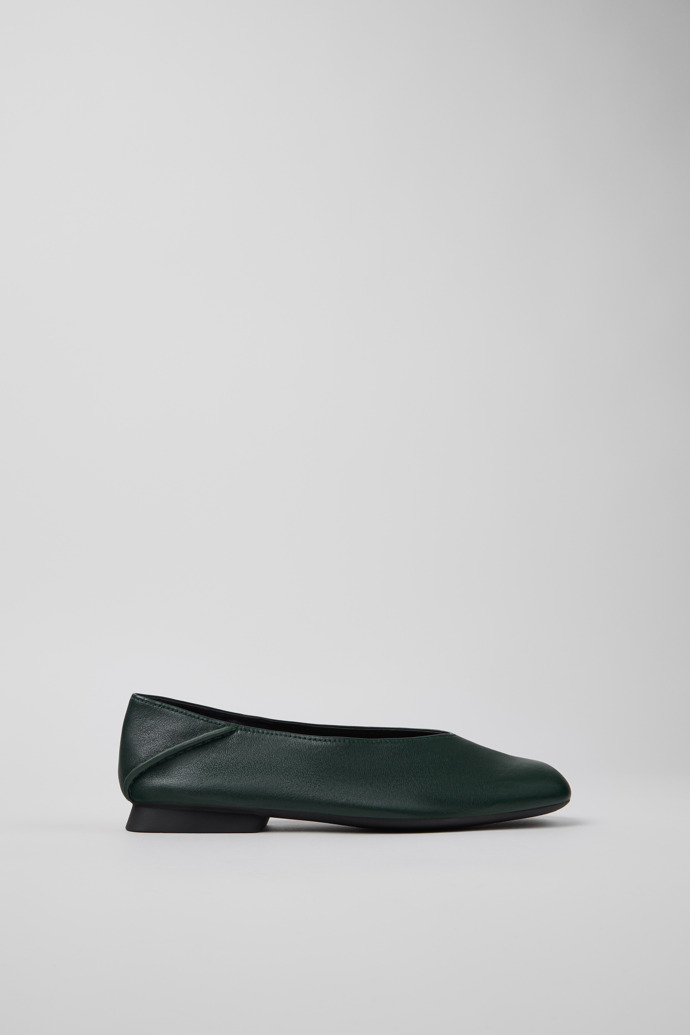 Casi Myra Green Leather Ballerina Shoes for Women.
