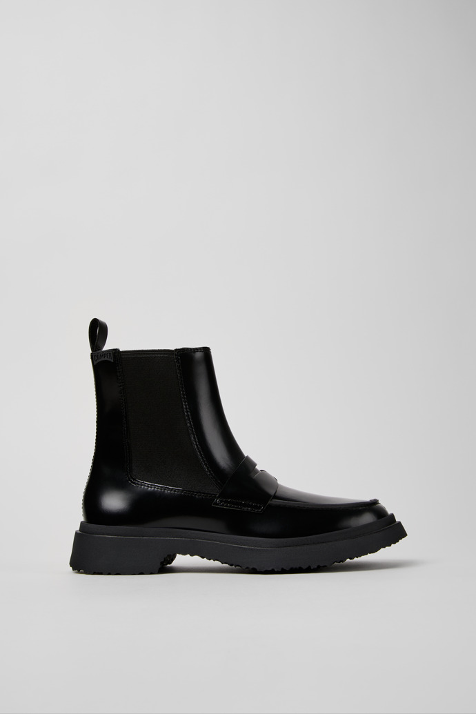 Walden Black Leather Mid Boots for Women.