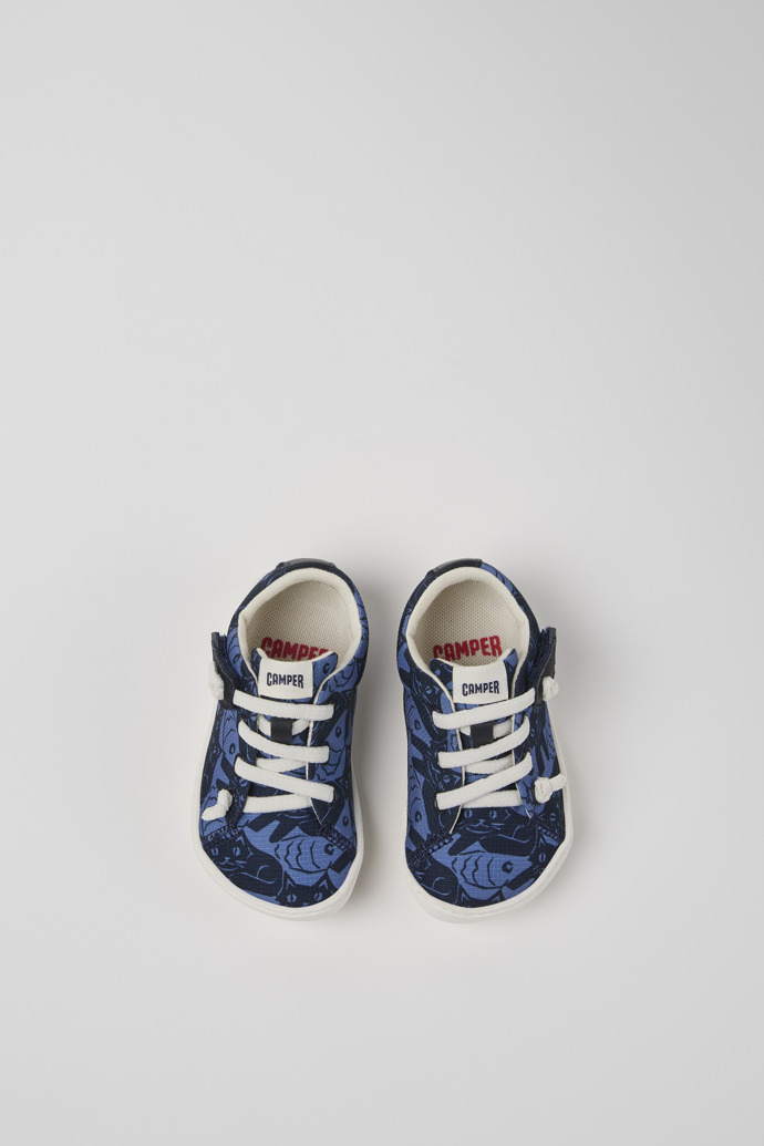 Peu Blue Recycled PET and Leather Kids' Shoes.