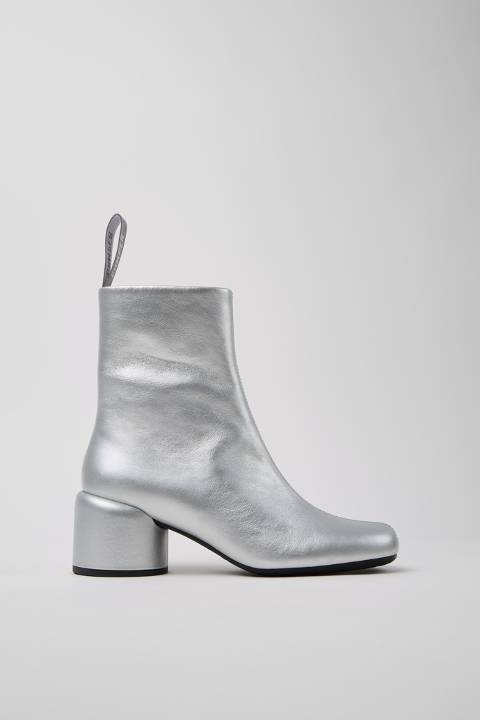 Niki Silver Leather Ankle Boots for Women.