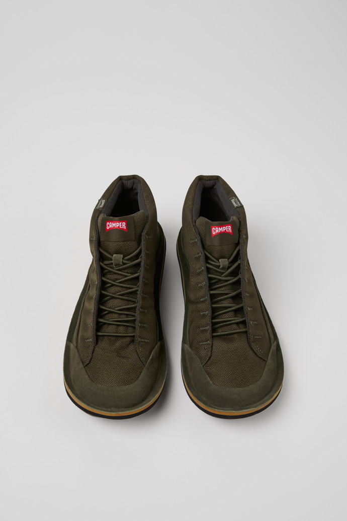 Beetle Green Textile and Nubuck Ankle Boots for Men.