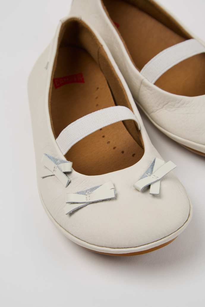 Twins White Leather Ballerina for Kids.