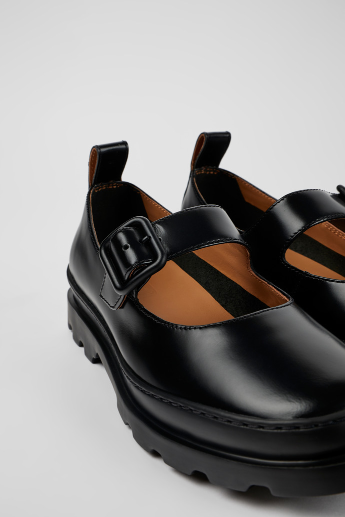 Brutus Black leather Mary Jane flats for women